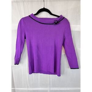 Vintage y2k Sag Harbor ribbed boat neck top Sm rosette foldover artsy office